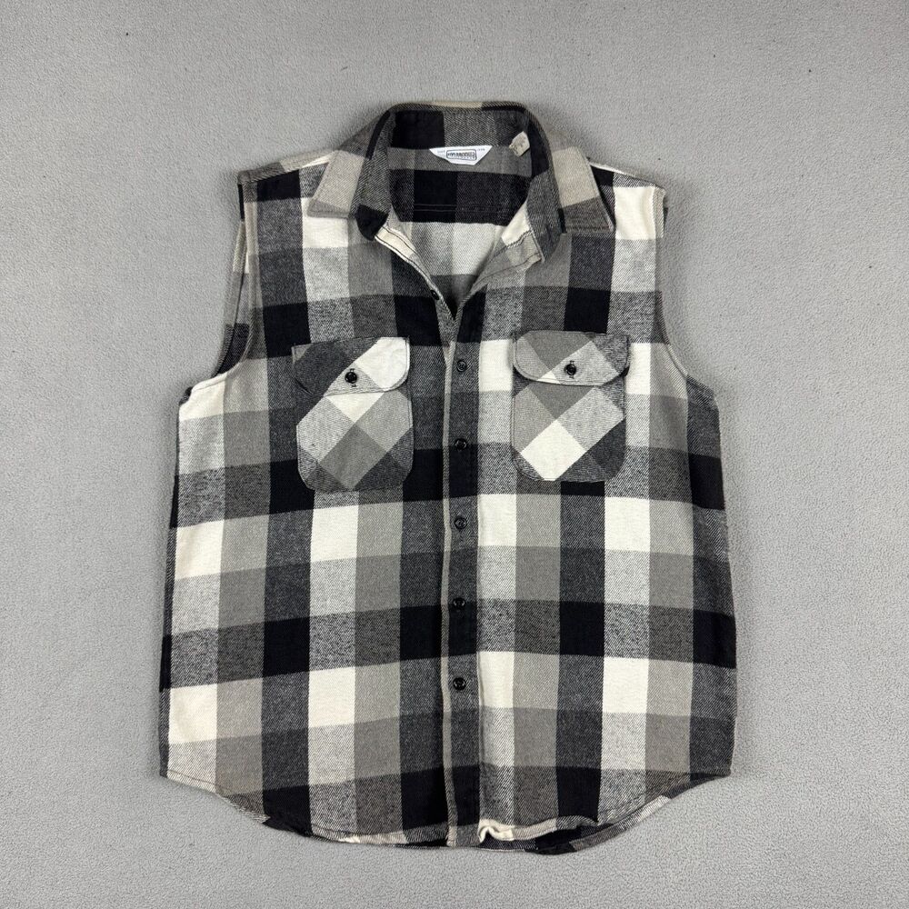 Five Brother Mens L Vintage Heavyweight Flannel Sleeveless Shirt Vest USA